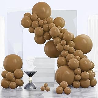 PartyWoo Coffee Brown Balloons, 140 pcs Boho Brown Balloons Different Sizes Pack of 18 Inch 12 Inch 10 Inch 5 Inch Brown B...