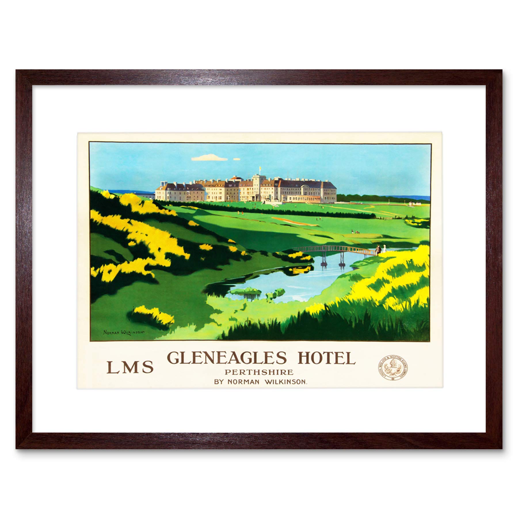 Wee Blue Coo Travel Hotel Gleneagles Scotland Lms Railway Golf Framed Wall Art Print