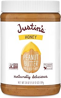 JUSTINS No Stir, Gluten-Free, Honey Peanut Butter, 28 oz Jar