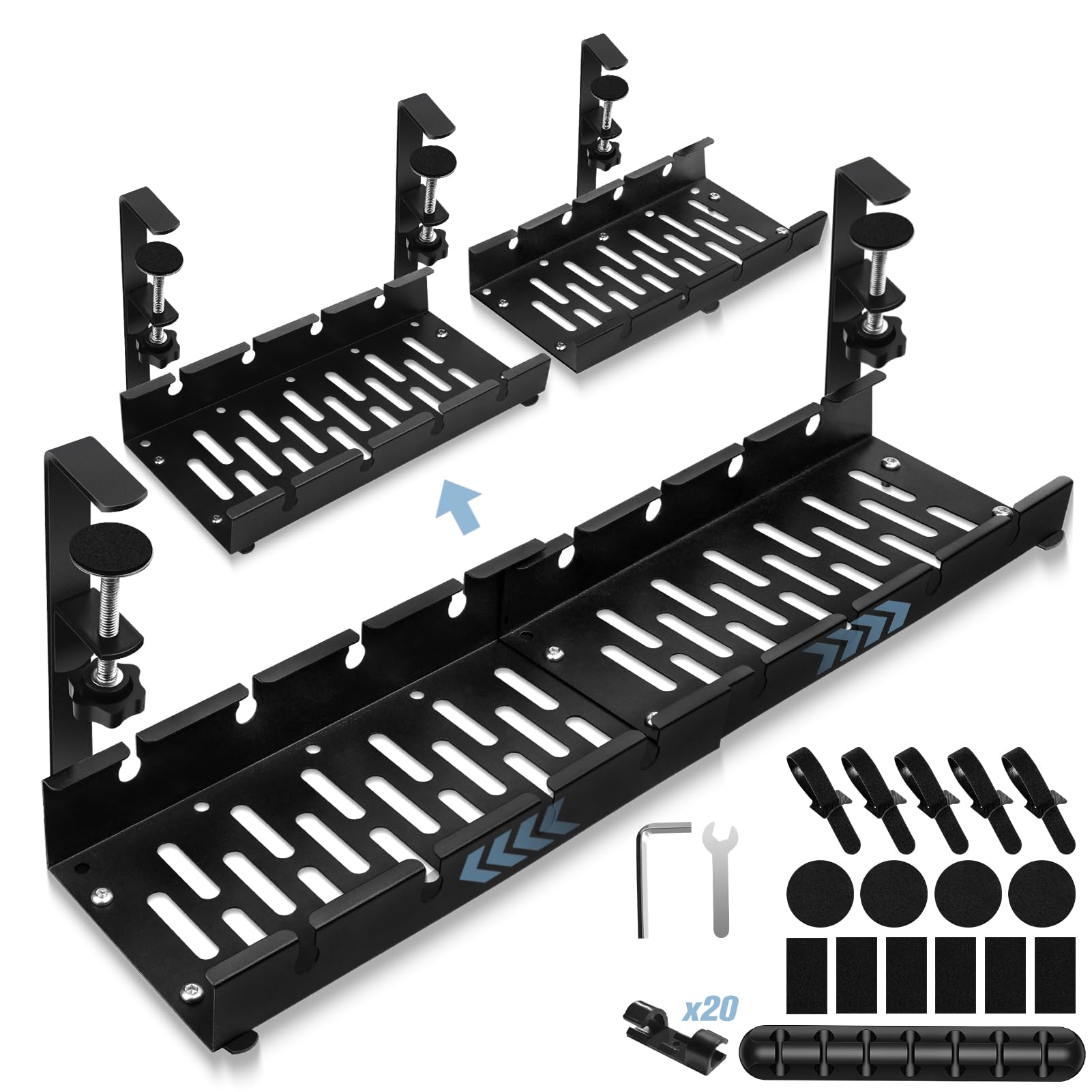 Buy Under Desk Cable Management Tray, QIYVLOS Retractable Cable ...