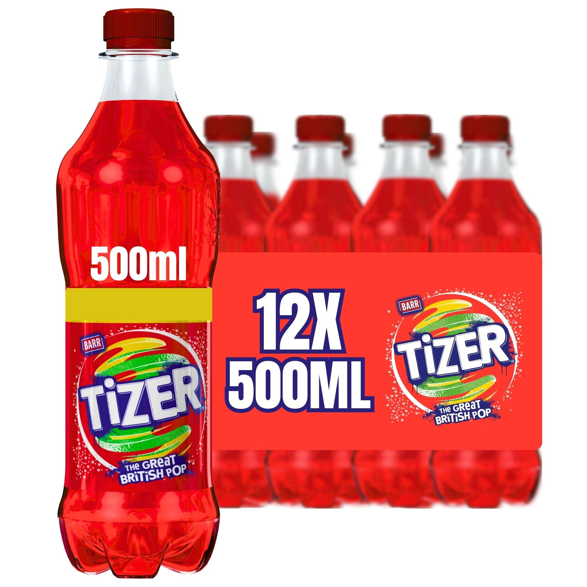 BARR Tizer 12 Pack Citrus Flavoured Fizzy Drink "Fizzingly Fun" - 12 x 500ml Bottles