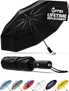 Repel Umbrella Windproof Travel Umbrellas for Rain - Easy Auto Open Close, Durable & Compact Umbrella, Strong Fiberglass F...