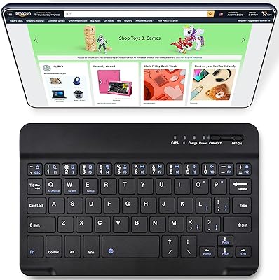 DETUOSI Universal 7-8 inch Wireless Keyboard, Multi-Device Travel Portable Ultrathin (6mm) Lightweight Wireless Keyboard for iOS/Android/Windows Tablet, Computer and Phone #Black