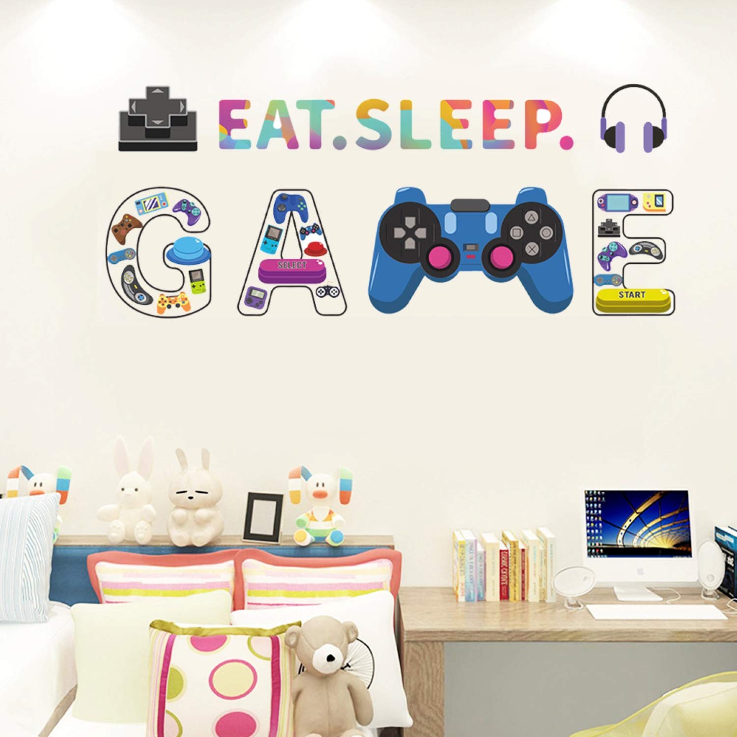 Amazon.com: Gamer Wall Decals Controller Video Games Wall Stickers ...