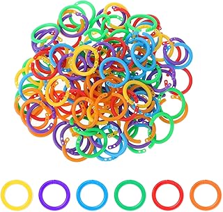 Dimeho Plastic Binder Rings 120 Pcs Flexible Loose Leaf Rings Multi-Color Plastic Book Ring Index Card Rings Clips for Scr...