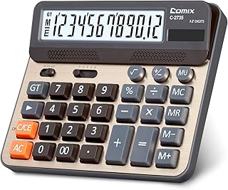 Comix Desktop Calculator, Large Computer Keys, 12 Digits Display, Champaign Gold Color Panel, C-2735