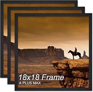 A PLUS MAX Square 18x18 Frame Set of 3, Black Engineered Wood Picture Frame for 18 x 18 Picture Poster Photo, Light Weight...