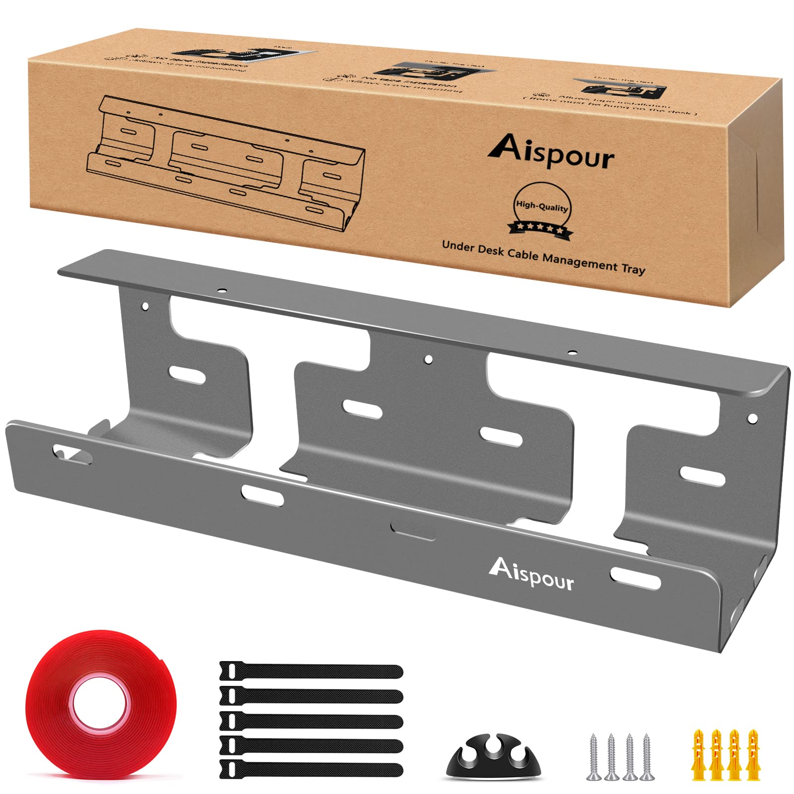 Buy Under Desk Cable Management Tray, Steel No Drill Under Desk Wire ...