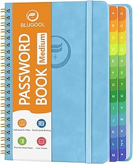 Password Book with Alphabetical Tabs, Password Keeper Book for Seniors, Individual & Colorful Tabs, Spiral Hardcover Passw...