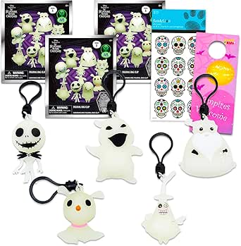 Disney Nightmare Before Christmas Blind Bags Party Favors 3 Pack - Bundle with 3 Nightmare Before Christmas Keychain Mystery Figures Plus Stickers, More | Jack Skellington Bag Clips for Kids