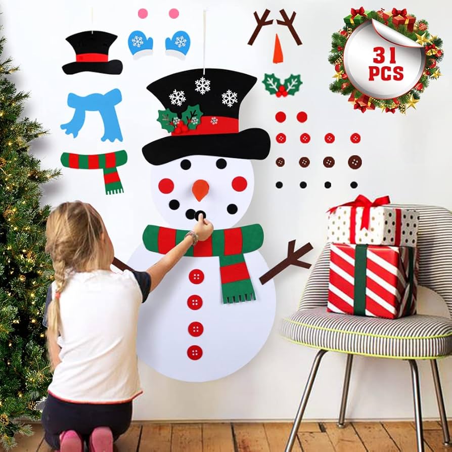 Amazon.com: OurWarm 20 x 39 Inch DIY Felt Christmas Snowman Games ...