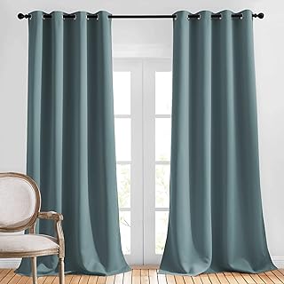 NICETOWN Bedroom Blackout Long Curtains 120 Length - Energy Saving Thermal Insulated Solid Grommet Luxury Room Darkening D...