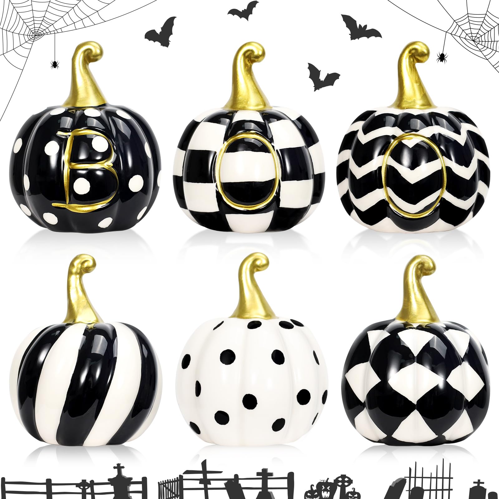 Amazon.com: RGQSUN Set of 6 Ceramic Halloween Pumpkin Decor ...