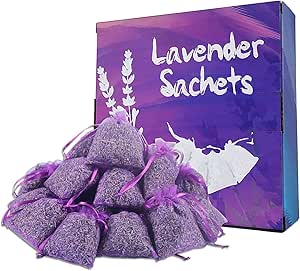 Dried Lavender Flower Buds Sachets,20 Packs 100% Natural Dried Lavender Flowers for Home Fragrance Drawers Freshener Lavender Sachets for Drawers and Closets Fresh Scents