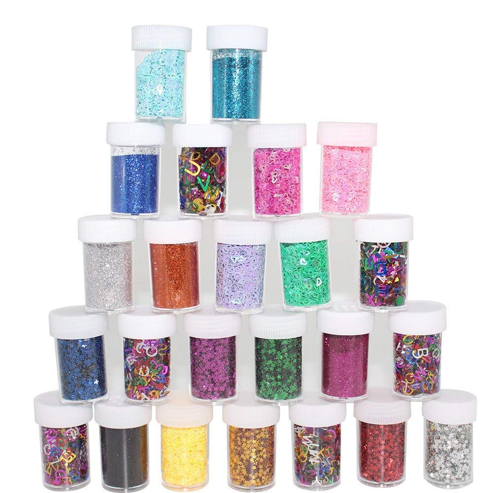 XshelleyGlitter Shakers for Children Kid's Craft Activities,Arts & Crafts Glitter,Card Making,Decorating,24 Assorted Colours