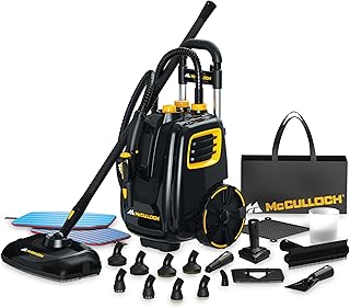 McCulloch MC1385 Deluxe Canister Steam Cleaner with 23 Accessories, Chemical-Free Pressurized Cleaning for Most Floors, Co...