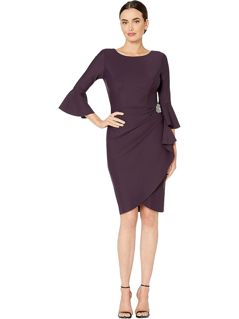 Alex Evenings Short Slimming Dress with Bell Sleeves