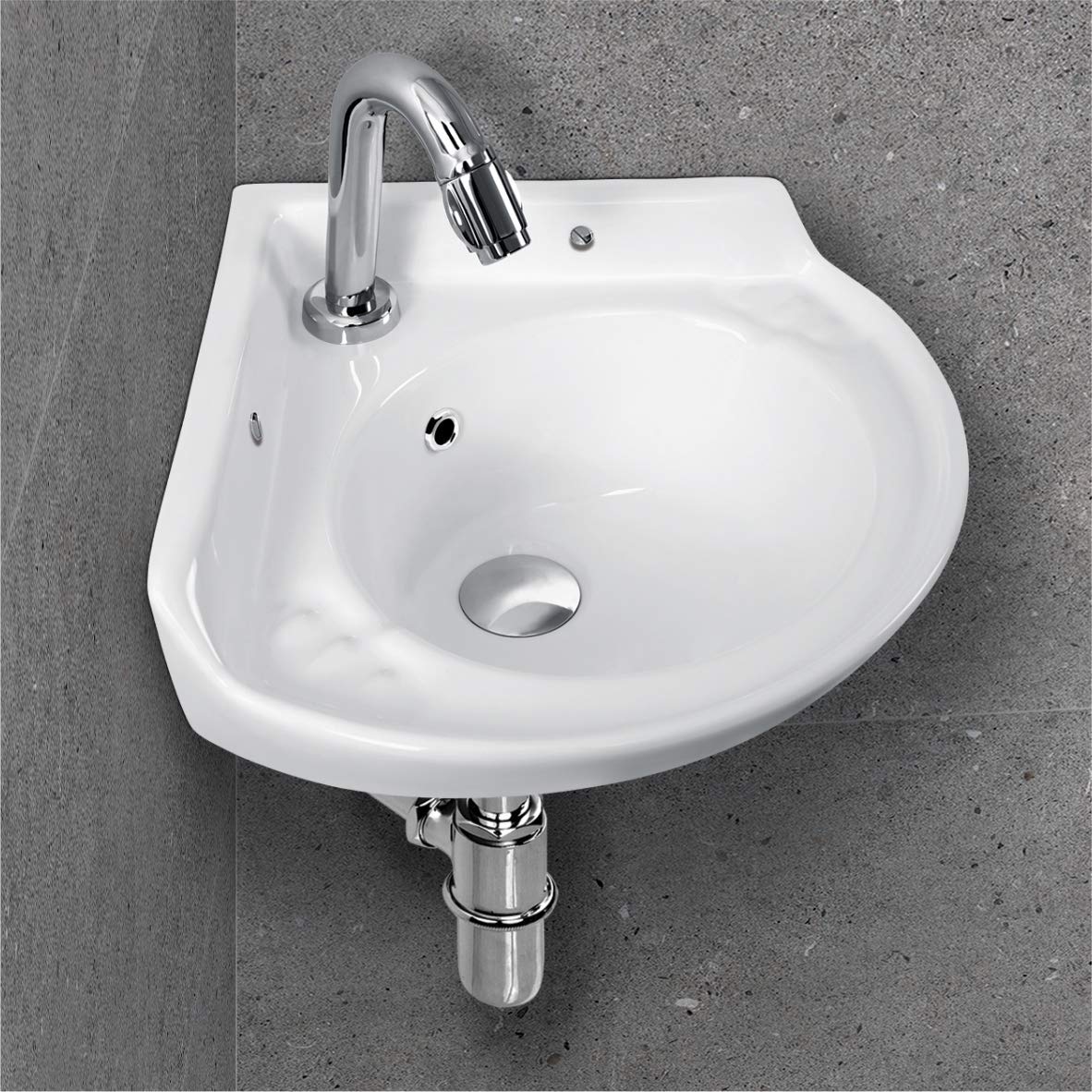 Osaka Sanitary Ceramic Corner Round Wash Basin with High ...