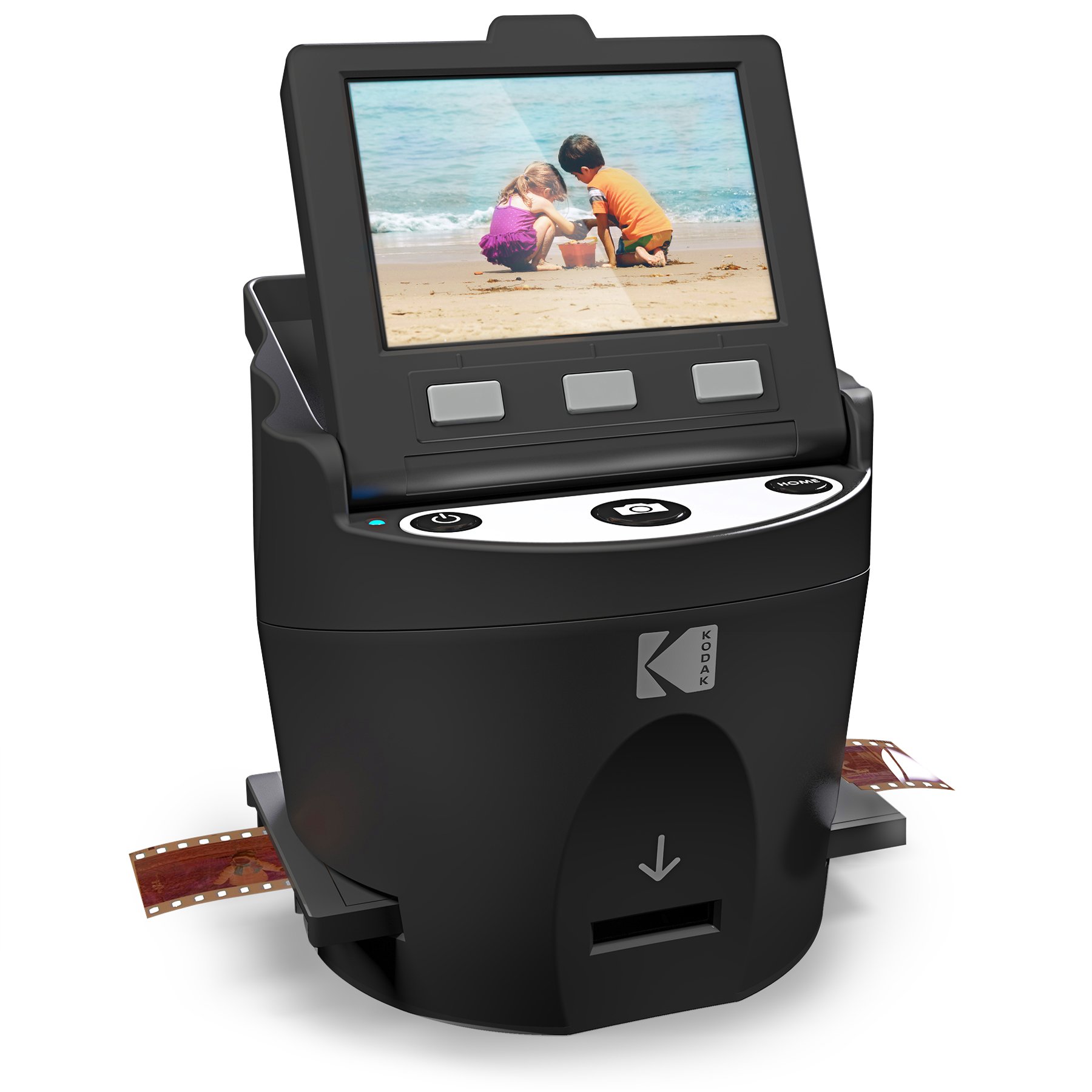 Kodak SCANZA Digital Film & Slide Scanner - Converts 35mm, 126, 110, Super 8 & 8mm Film Negatives & Slides to JPEG - Includes Large Tilt-Up 3.5" LCD, Easy-Load Film Inserts, Adapters & More