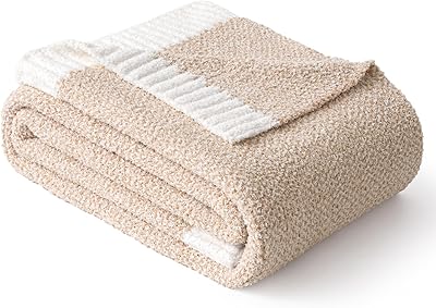 MIULEE Super Soft Throw Blanket for Couch, Beige Cozy Fluffy Warm Blankets Lightweight Knit Throw Blankets for Sofa, Bed, Chair, Living Room, Camping, Picnic, 50 x 60 inch