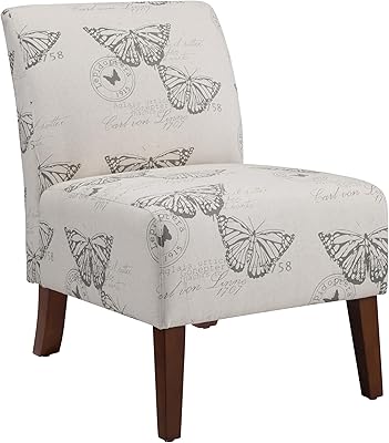 Linon Butterfly, Dark Espresso Linen Lily Chair, 21.5" W x 29.5" D x 31.5" H