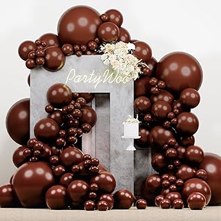 PartyWoo Dark Brown Balloons, 138 pcs Boho Brown Balloons Different Sizes Pack of 18 Inch 12 Inch 10 Inch 5 Inch Chocolate...