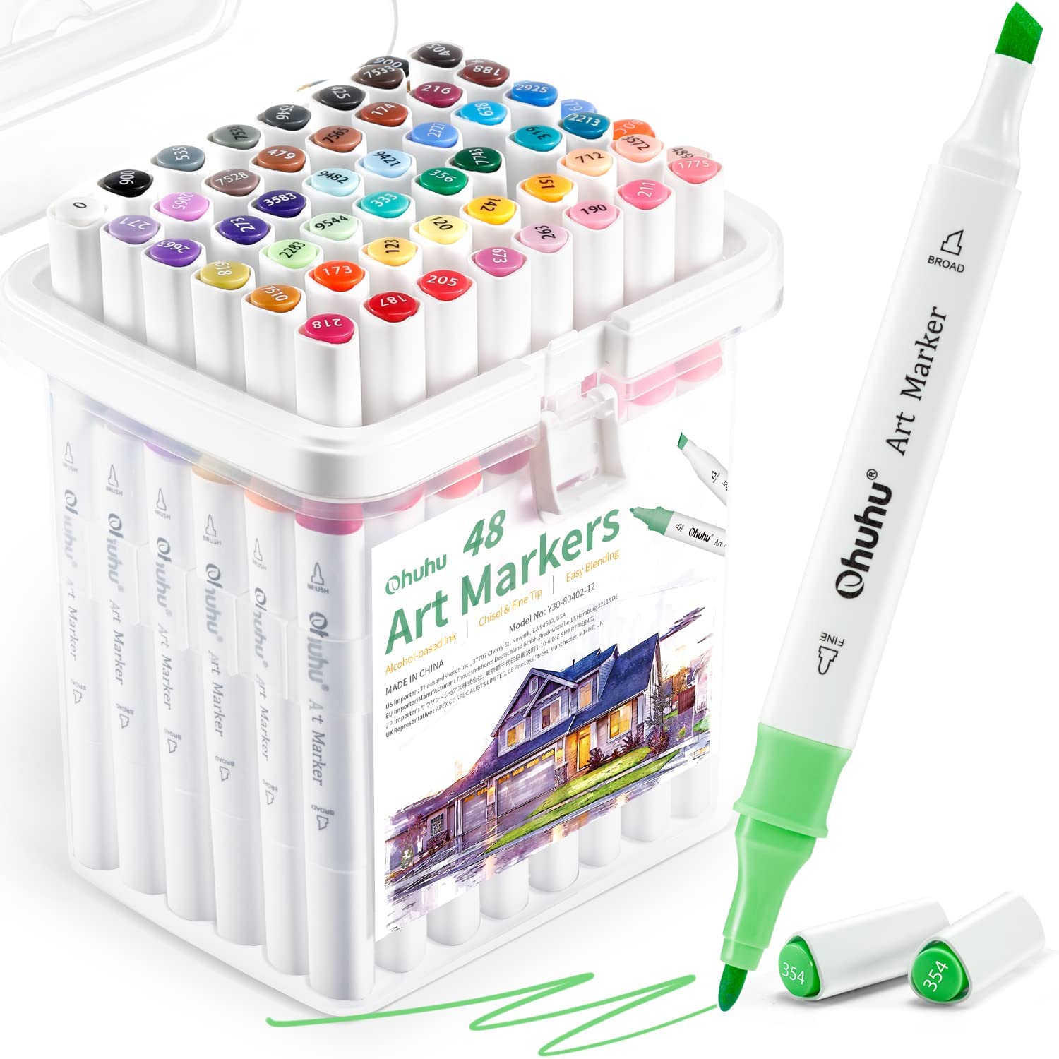 Buy Ohuhu 48 Colours Markers Set For Architectural Design Double Tipped ...