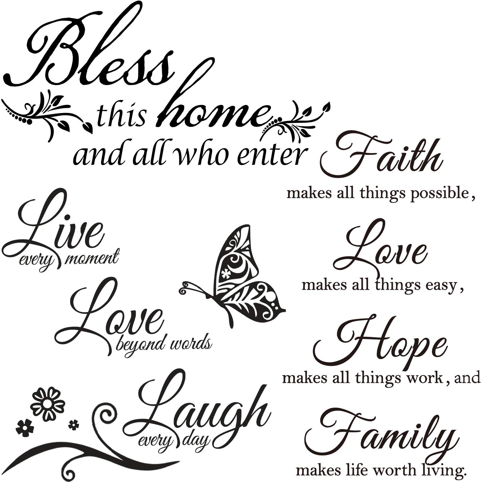 Buy 3 Sheets Vinyl Wall Quote Stickers Love Family Inspirational Wall ...