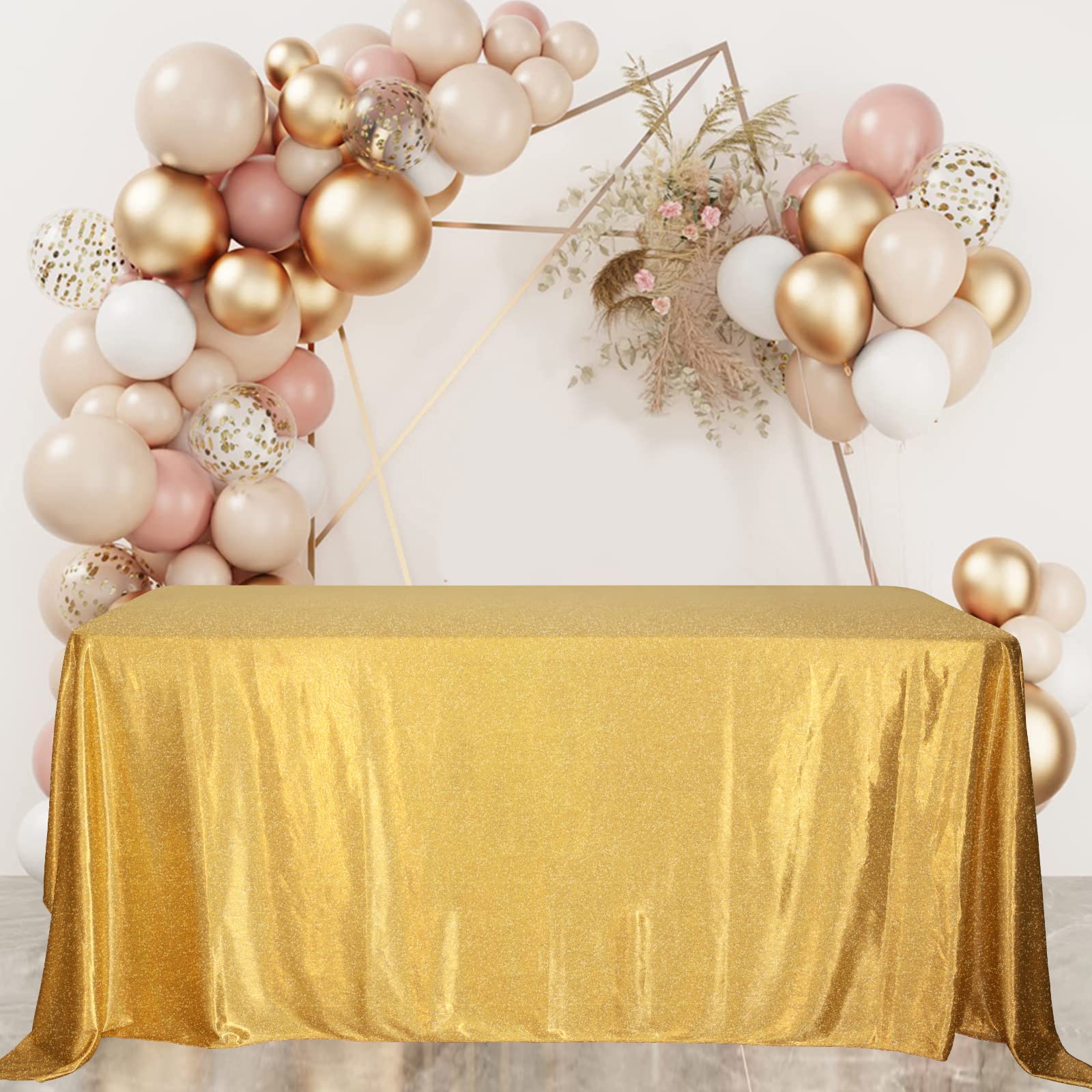 Sequin Rectangle Tablecloth 60 x 84 Inch, Sparkle Glitter Table Cloth for Parties, Decorative Shiny Tablecloths for Wedding Birthday Banquet, Gold