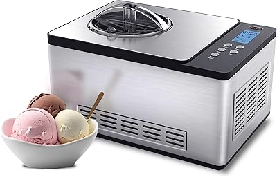 Whynter Ice Cream Maker Machine Automatic 2.1 Qt. with Built-In Compressor, LCD Digital Display & Timer, No Pre-Freezing, ICM-200LS, Stainless Steel