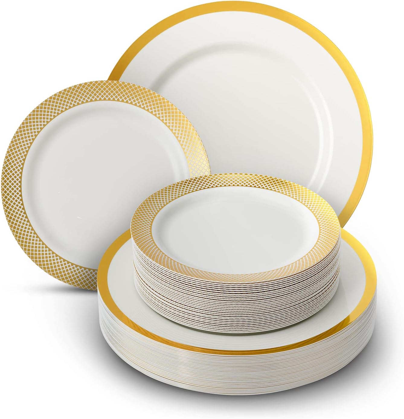 Amazon.com: Crystal Ridge Tableware 60-Piece Plastic Plates Set Premium ...