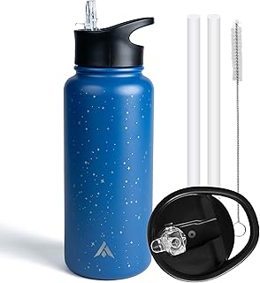 Aethon Insulated Sipper Stainless Steel Water Bottle with Straw,Flip Top Lid, Wide Mouth Cap, BPA Free, Leak Proof, for School Office Home Gym Sport & Travel, Double Wall Hot & Cold, 1 Litre-1000 ml