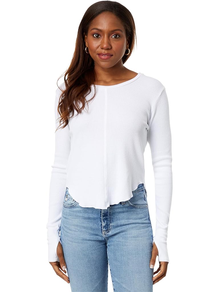 bobi Los Angeles Crew Neck Crop Tee with Thumbhole