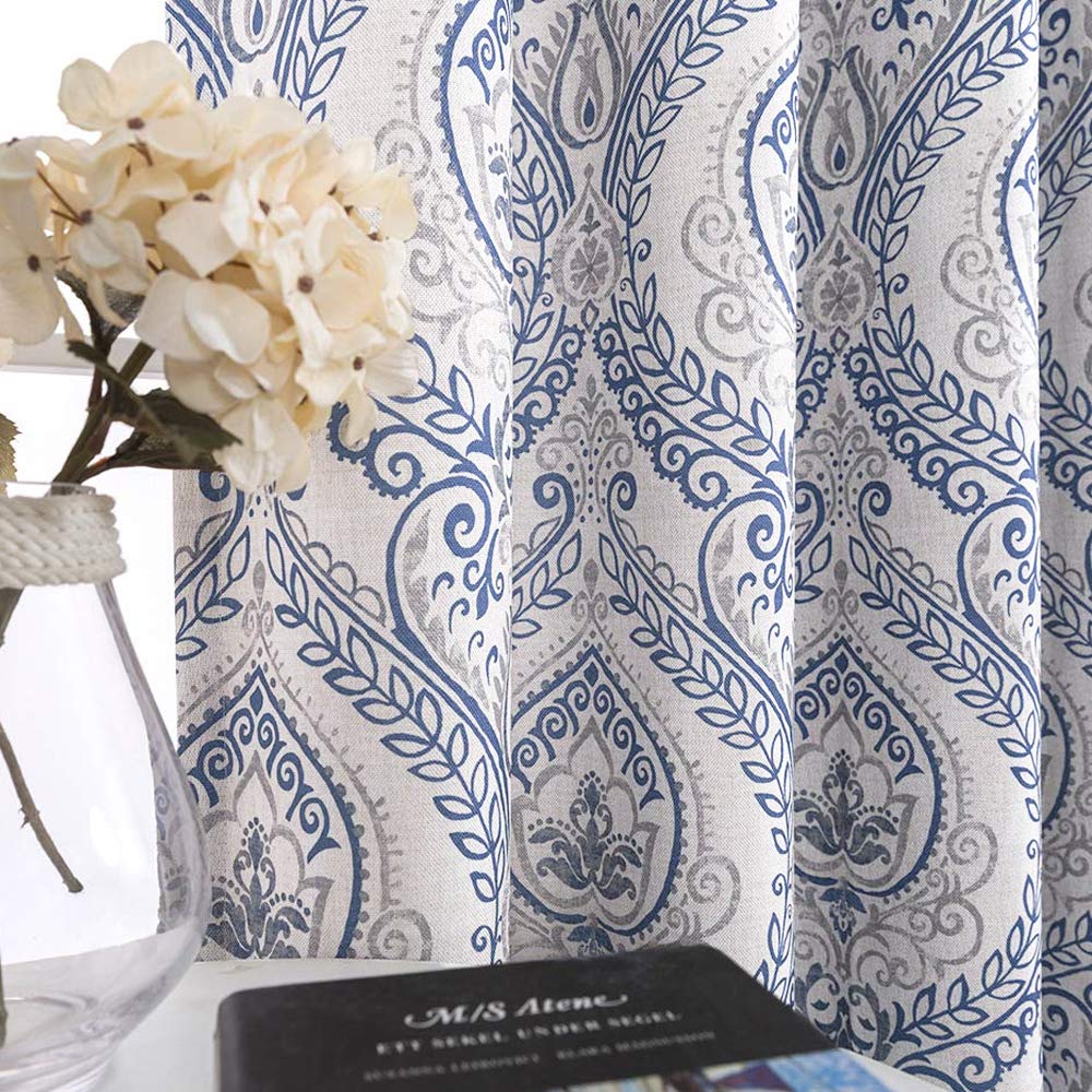 Blue printed curtains