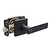 Amazon Basics Contemporary Stamford Door Lever- Entry- Matte Black, 1-Pack