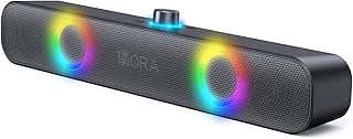 1 Hora Bluetooth Speaker 10W, Sound Bar with 2400mAh Battery, Soundbar for PC TV, RGB Wireless Speakers Support 3.5mm AUX/...