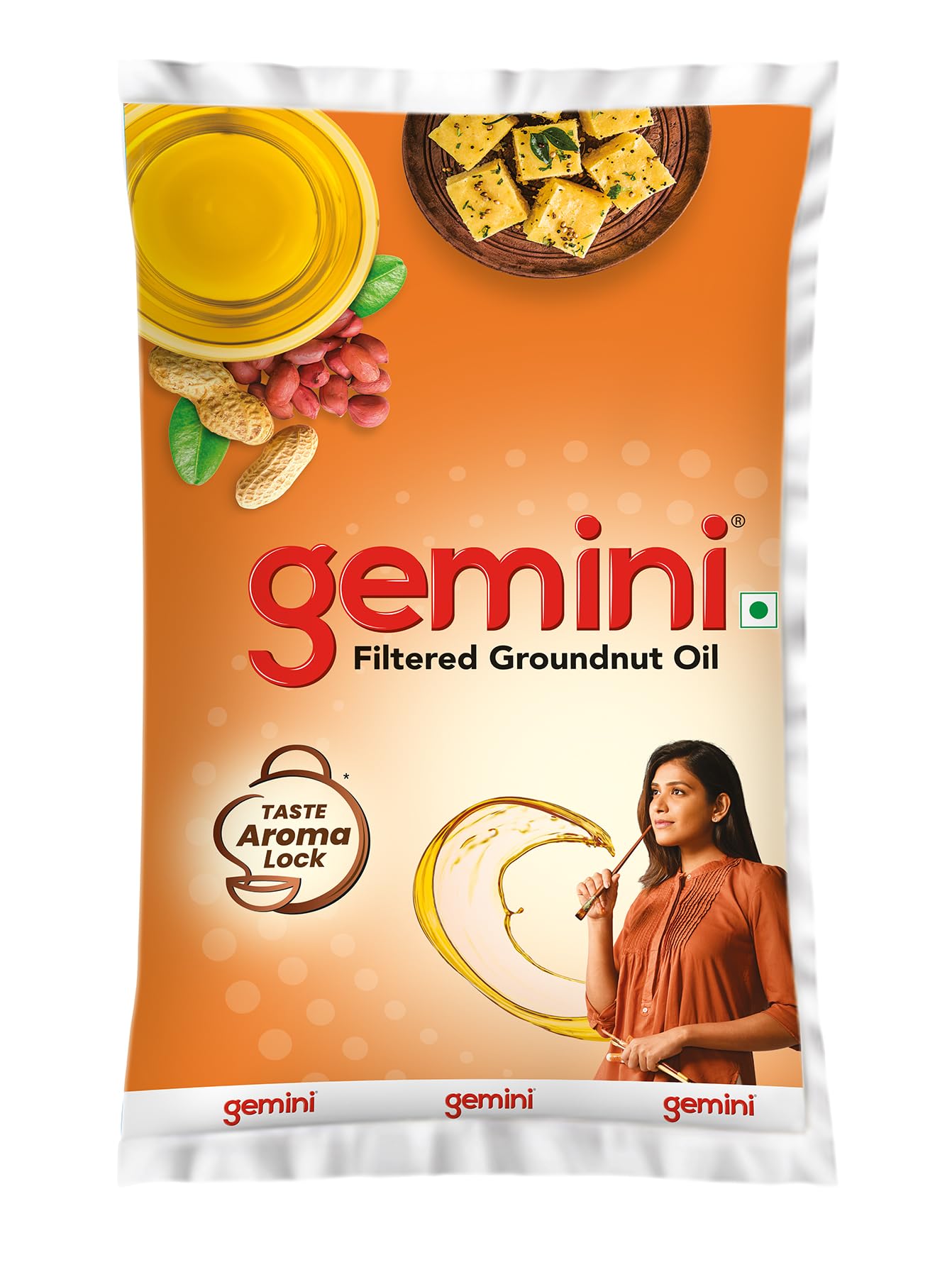 Gemini Groundnut Oil Pouch, 1L