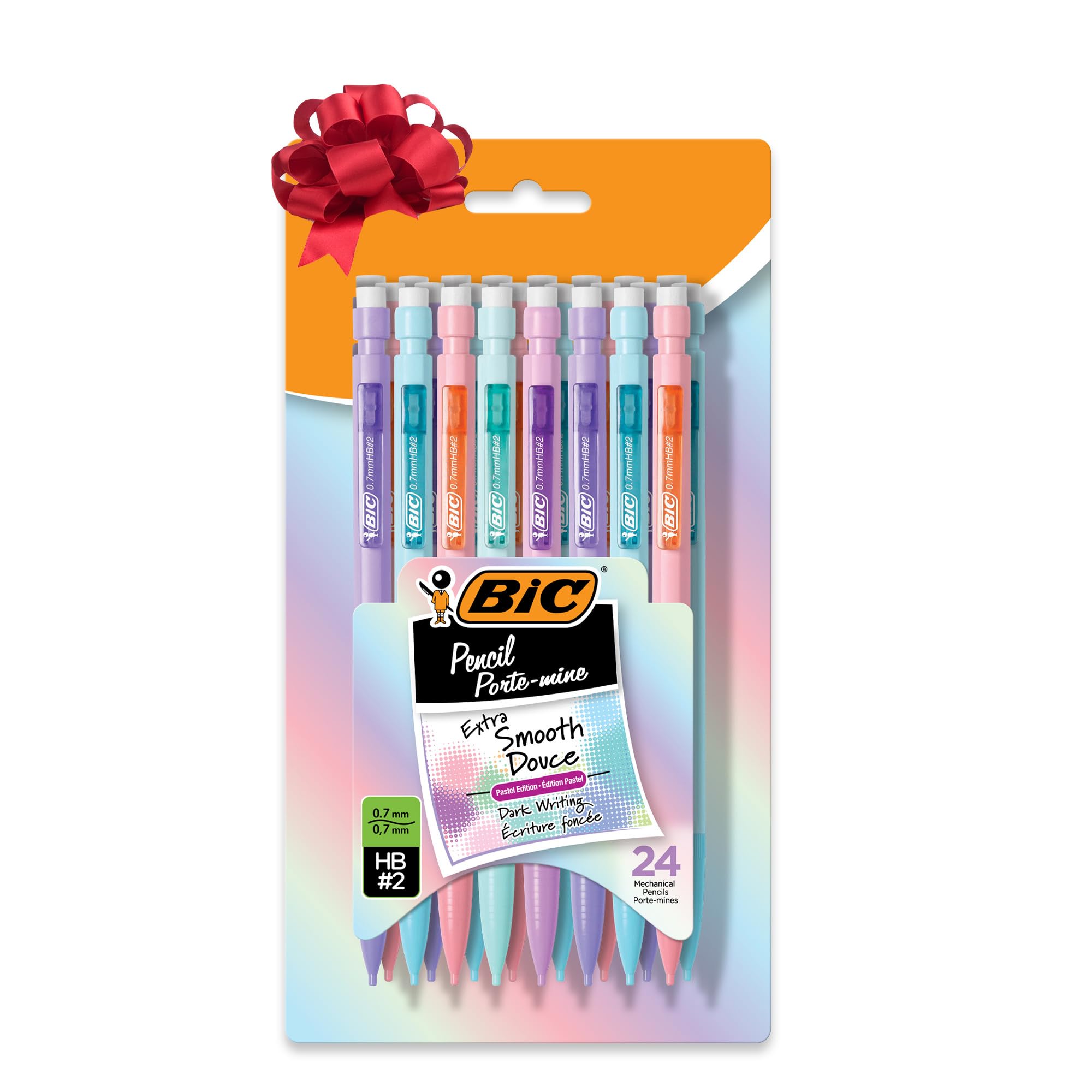 BIC Xtra Smooth Mechanical Pencils with Eriasers, Medium Point (0.7mm), No Smudge and Clean Erasing, Writes Smooth & Dark, Great Holiday Gift, 24-Count Gift Set