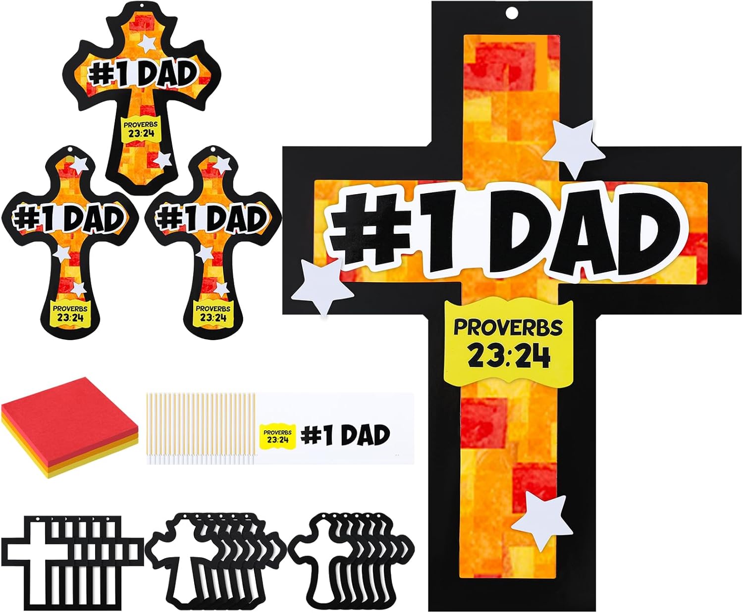 Amazon.com: Chiisong 24 Sets Father's Day Crafts #1 Dad Tissue Paper ...