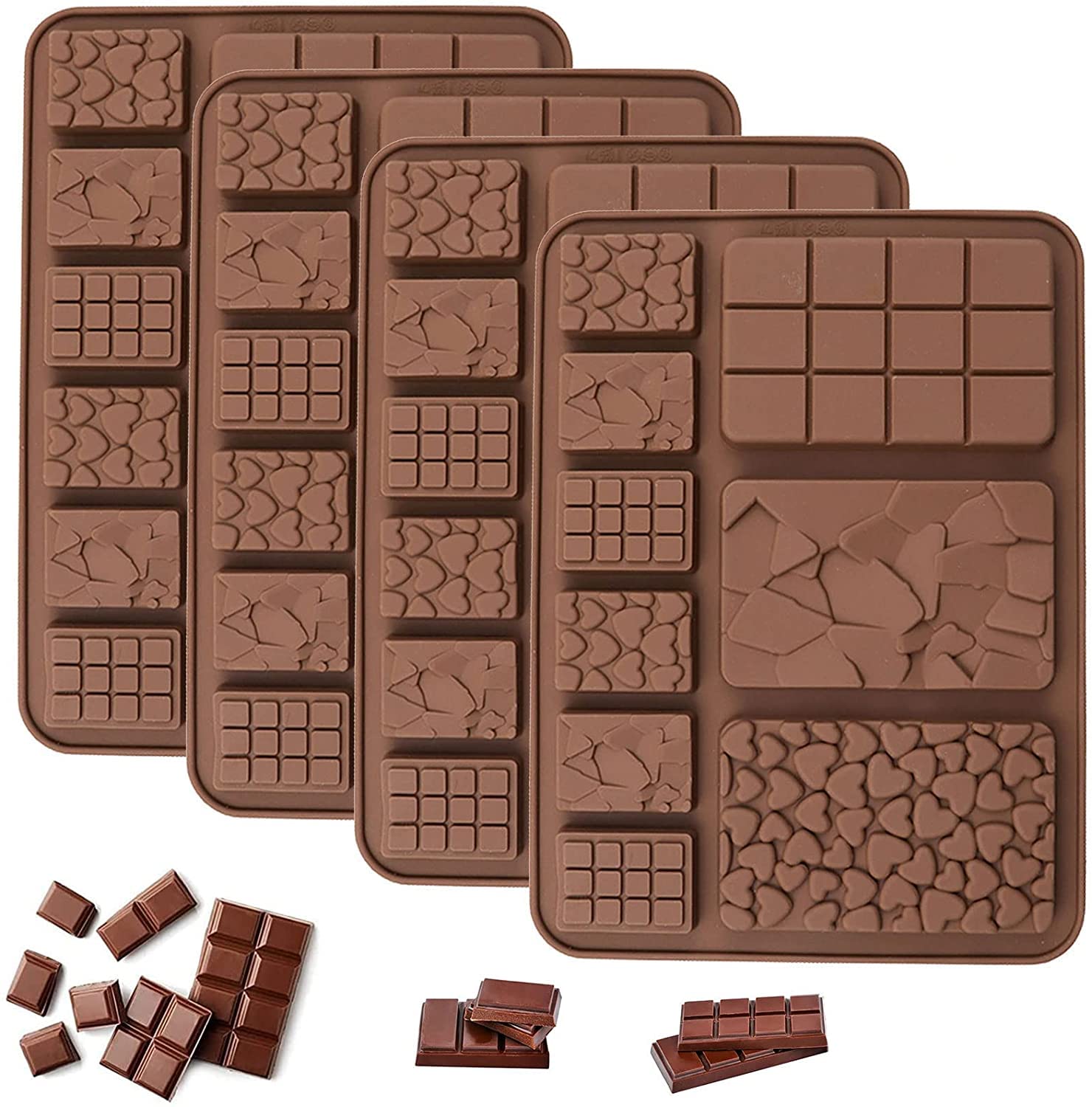 RKPM HOMES Break-Apart Shape Chocolate Mould | Dairy Milk Chocolate Bar | Silicone DIY 3D Candy Mold | Ideal for Chocolate, Cake, Brownie Topper, Gummy, Jello and Cake Decoration | Brown - 9 Cavity