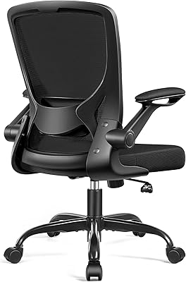 KERDOM Ergonomic Office Chair, Breathable Mesh Desk Chair, Lumbar Support Computer Chair with Wheels and Flip-up Arms, Swivel Task Chair, Adjustable Height Home Gaming Chair