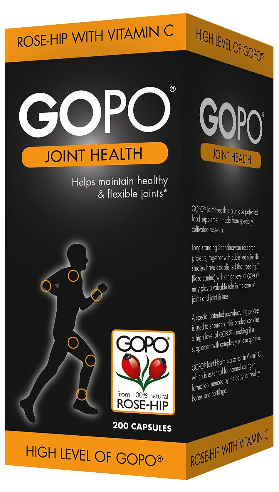 GOPO Joint Health 200 Capsules - Rose-Hip & Vitamin C - Helps maintain healthy & flexible joints