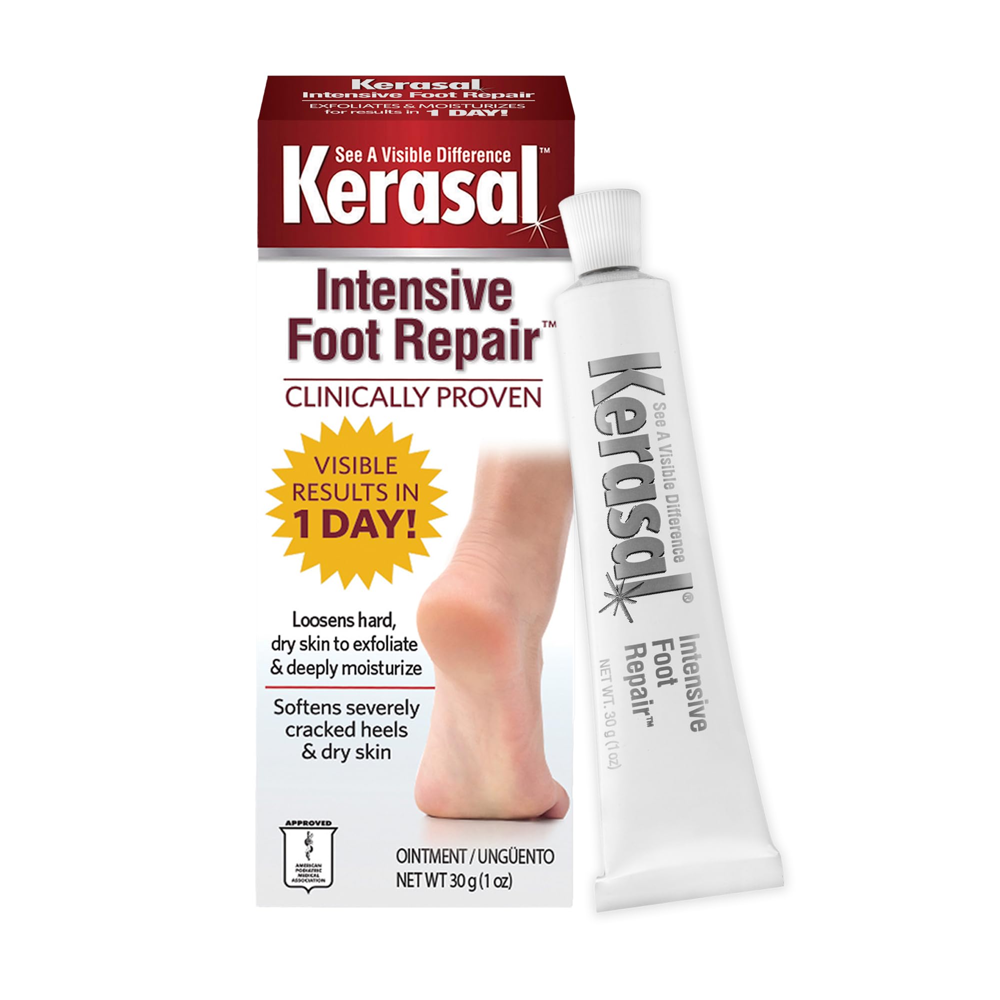 KerasalIntensive Foot Repair, Skin Healing Ointment for Cracked Heels and Dry Feet, 1 Oz