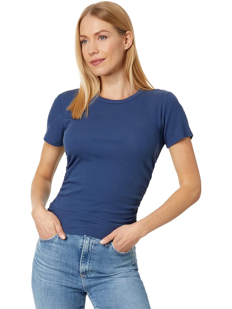 bobi Los Angeles Short Sleeve Side Shirred Crew Neck Tee