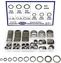 maierke 157PCS 10 Sizes Automotive Sealing Washer,Metric (M6 to M24) Bonded Seal Oil Washers Gasket Assortment Kit with Bo...