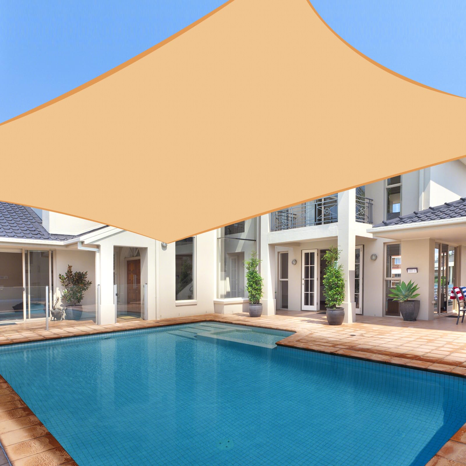 Whonline Sun Shade for Patio, 10' x 13' Rectangle Sun Shade Canopy Sand for Patio Garden Yard Deck Pergola