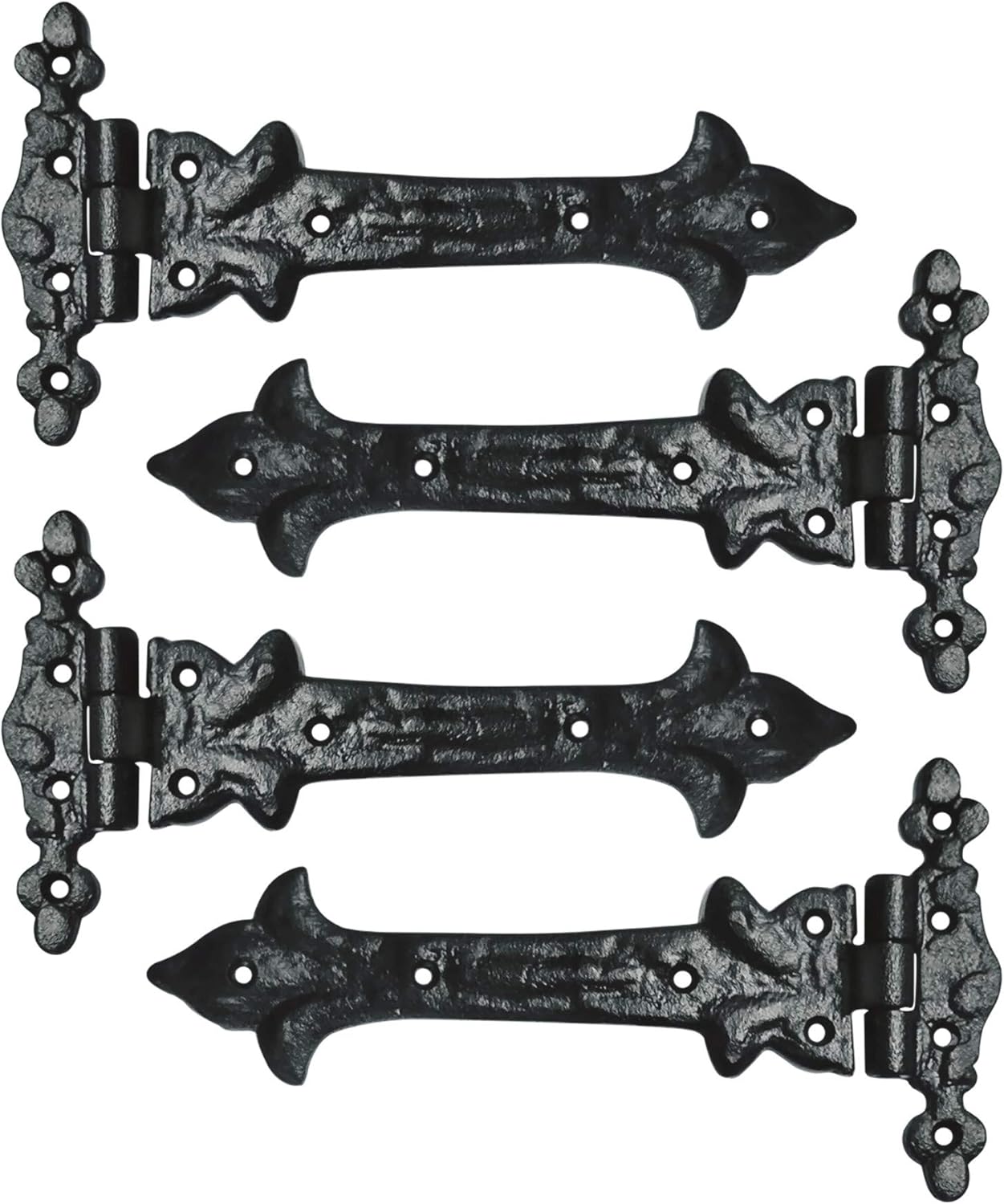 Akatva Olenyok T Hinge Set - 4-Pieces Heavy Duty Gate Hinges for Wooden and Metal Fences, Doors, Cabinets - Antique Iron Barn Shed Door Hinges Hardware Kit - Indoor, Outdoor Fence Strap Hinge Set