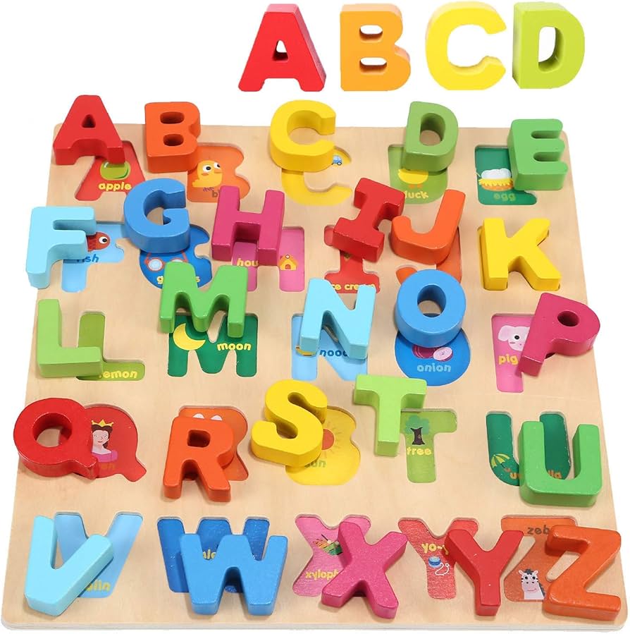 Buy Wondertoys Wooden Alphabet Puzzle Board for 1 2 3 Years Old ...