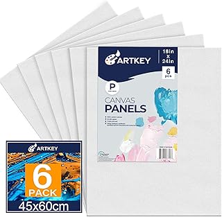 Canvas Panels 18x24 Inch 6-Pack, 10 oz Primed 100% Cotton Large Canvases for Painting, White Blank Flat Canvas Boards for ...