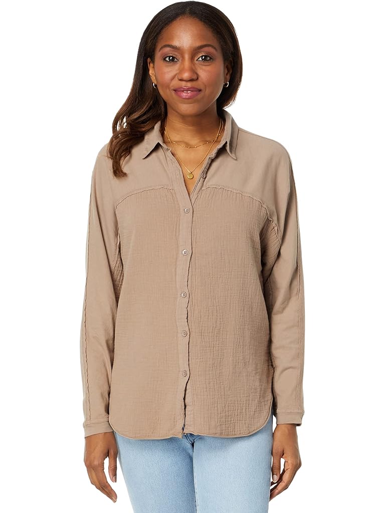 bobi Los Angeles Button-Down Mixed Collar Shirt